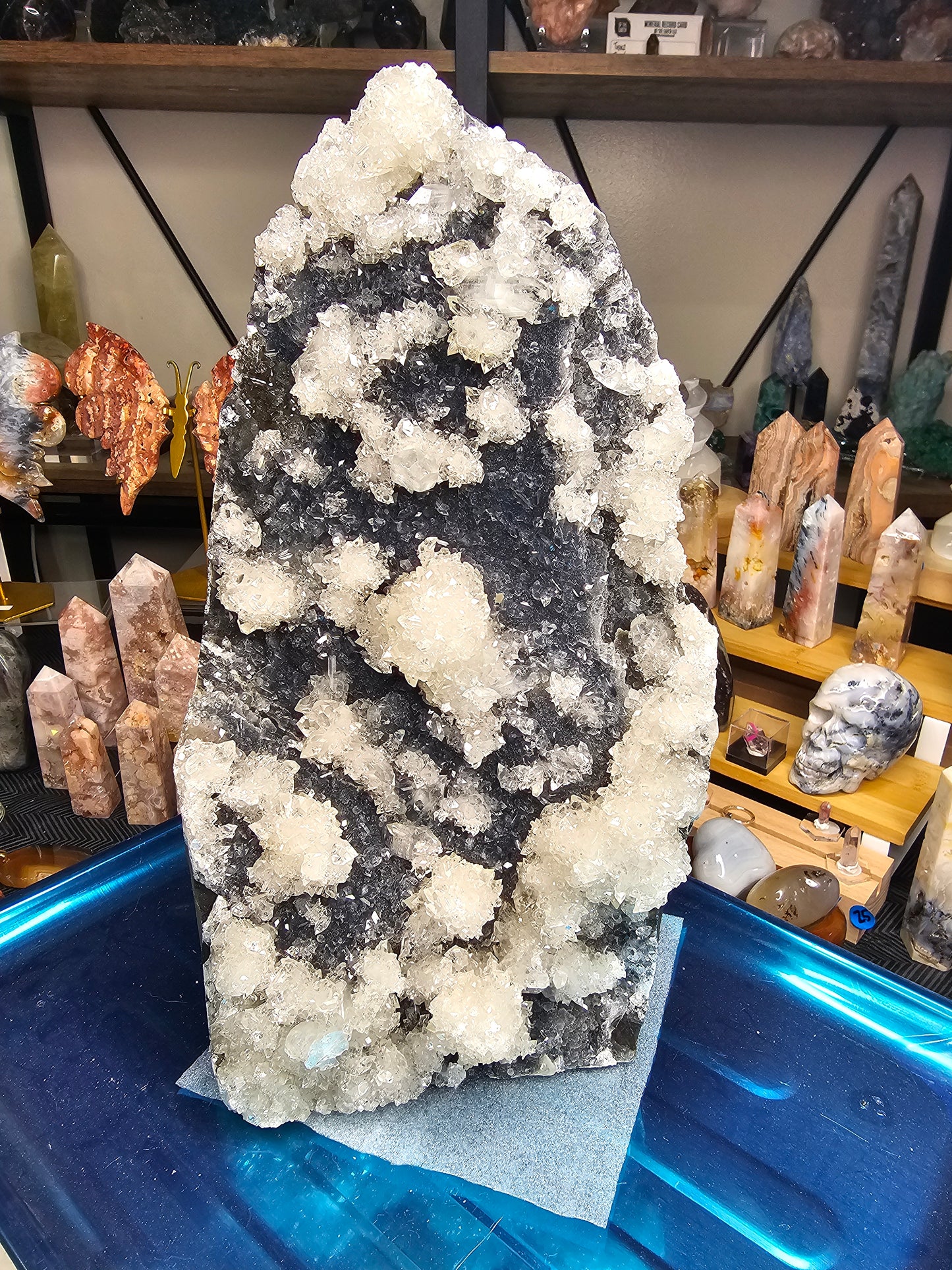 Diamond Apophyllite on Chalcedony