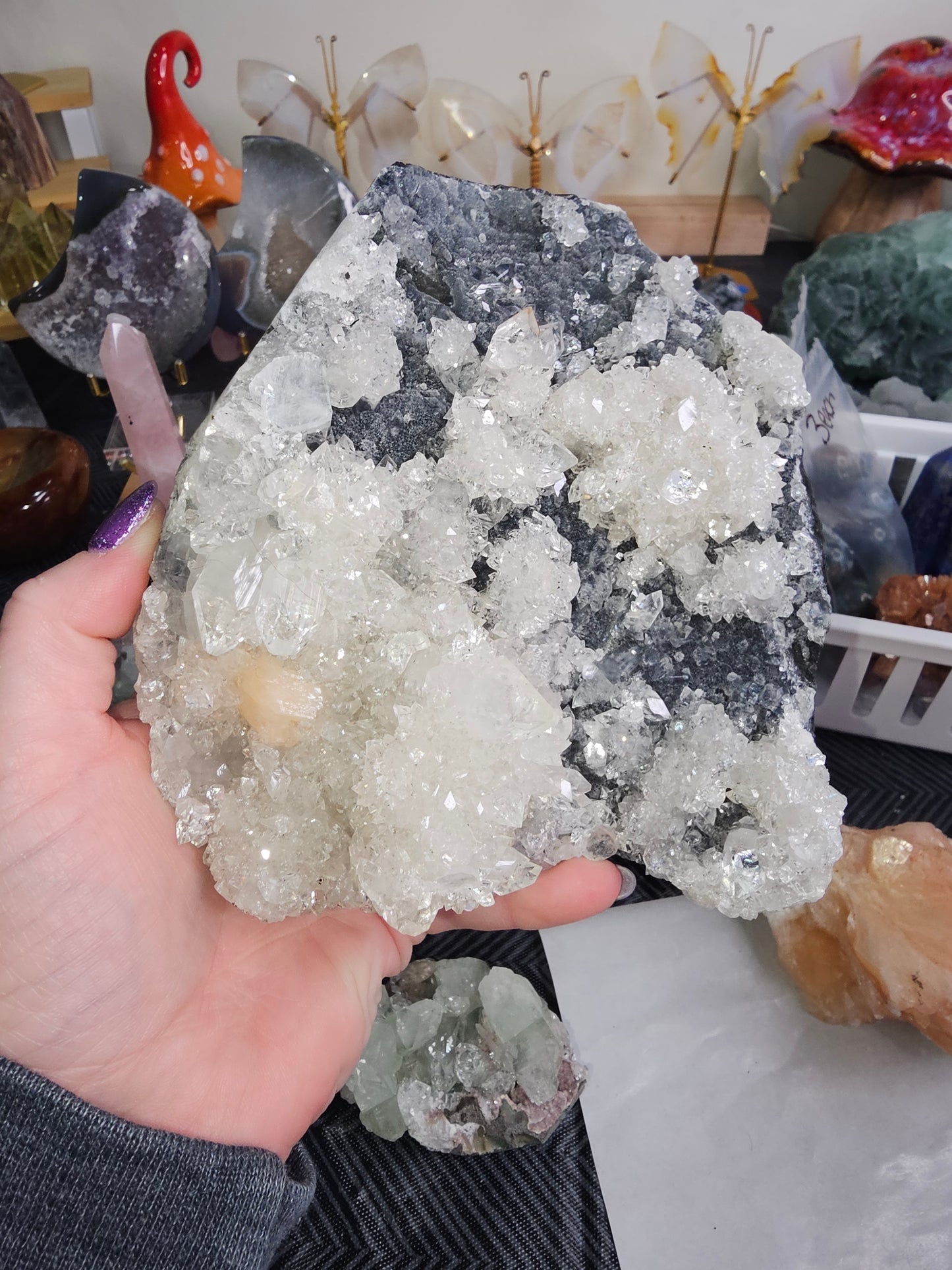 Diamond Apophyllite on Chalcedony